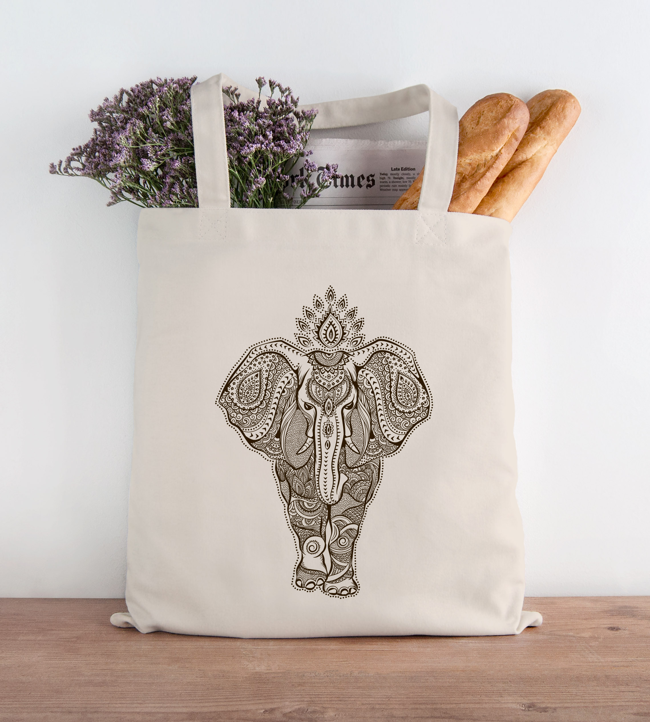 Autiga Jutebeutel Mandala Ethno Boho – 38x42 Cm, 100% Baumwolle, Nachhaltige Tragetasche