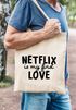 Jutebeutel Netflix is my first love Serienjunkie chillen gammeln Baumwolltasche Stoffbeutel Tragetasche Moonworks®preview