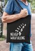 Jutebeutel Never walk alone Hund Pfoten Hundepfoten Pfotenabdrücke Hundebesitzer Baumwolltasche Stoffbeutel Tragetasche Moonworks®preview