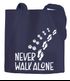 Jutebeutel Never walk alone Hund Pfoten Hundepfoten Pfotenabdrücke Hundebesitzer Baumwolltasche Stoffbeutel Tragetasche Moonworks®preview