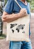 Jutebeutel Weltkarte Wasserfarben Watercolor World Map Baumwolltasche Stoffbeutel Einkaufstasche Autiga®preview