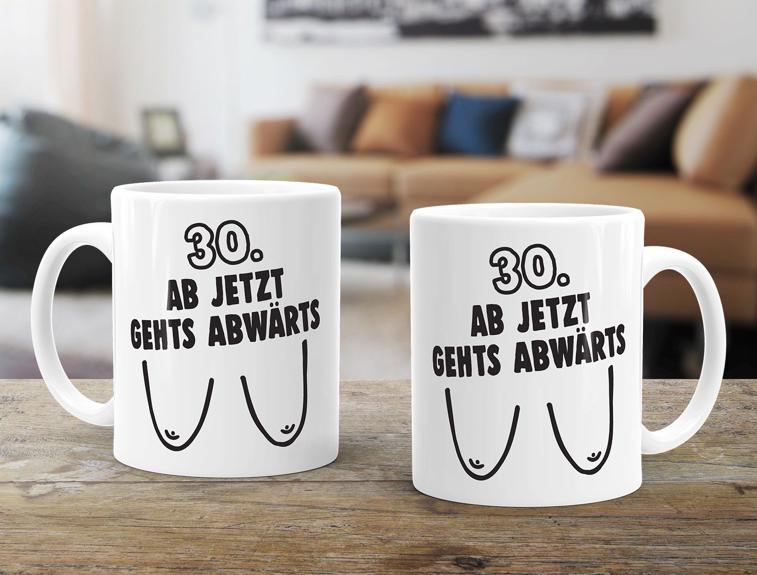 KaffeeTasse 30. Geburtstag Ab jetzt gehts abwärts Spruch runder