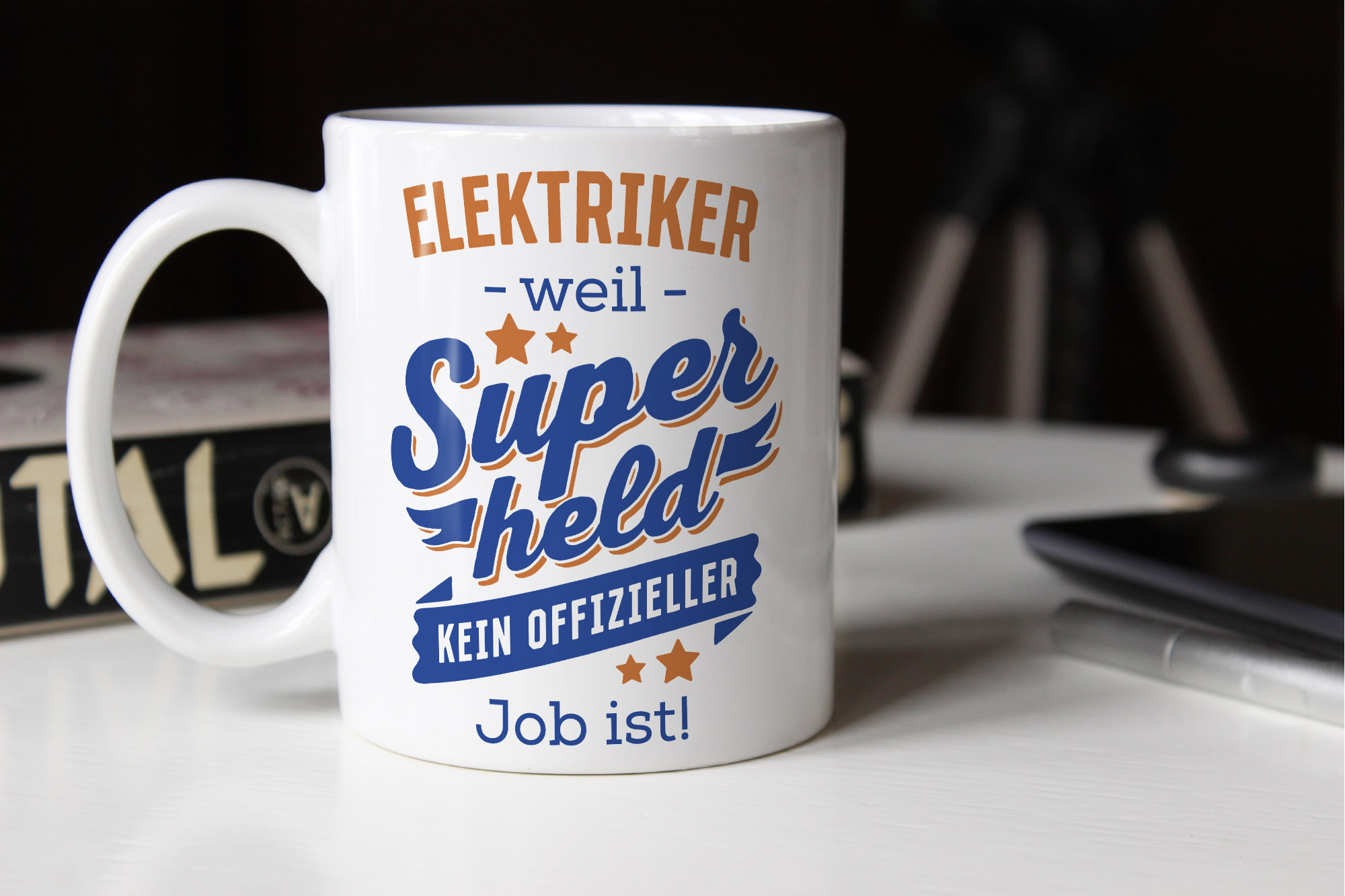 Personalisiert Kaffeetasse 'Beruf – Weil Superheld Kein Offizieller Job Ist' – 325 Ml, Keramik, Mit Namen
