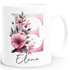 Kaffee-Tasse Buchstabe Initiale Monogramm Blüten Blumen Design Floral personalisiert mit Namen persönliche Geschenke SpecialMe®preview