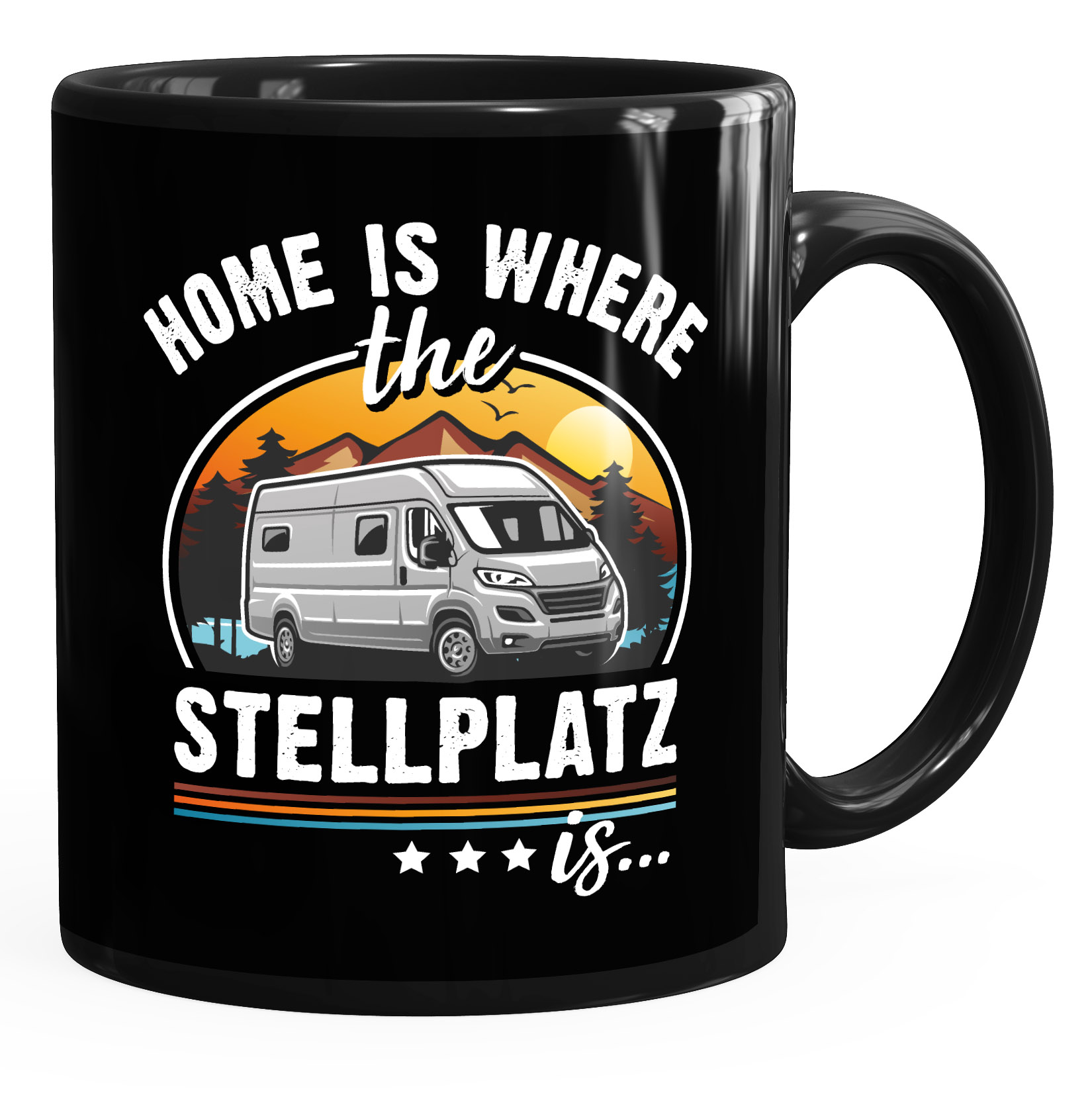 Moonworks Emaille-Tasse Mit Camping-Spruch: Home Is Where The Stellplatz Is - Perfekt Für Camper Und Wohnmobil-Fans