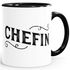 Kaffee-Tasse Chefin mit Innenfarbe und großem Henkel MoonWorks®preview