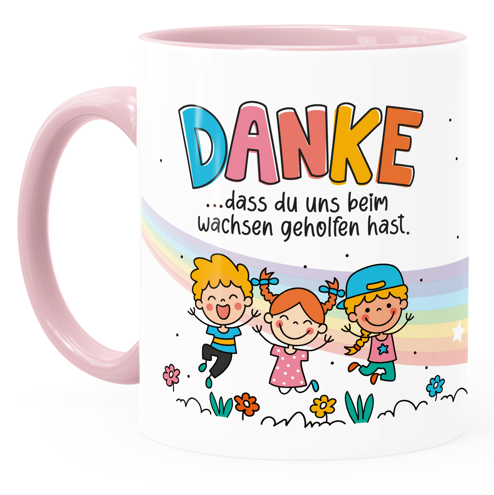 Tazza Personalizzata 'Danke' Arcobaleno – Regalo Maestra/Educatrice, 477 Ml, Prodotta In Germania