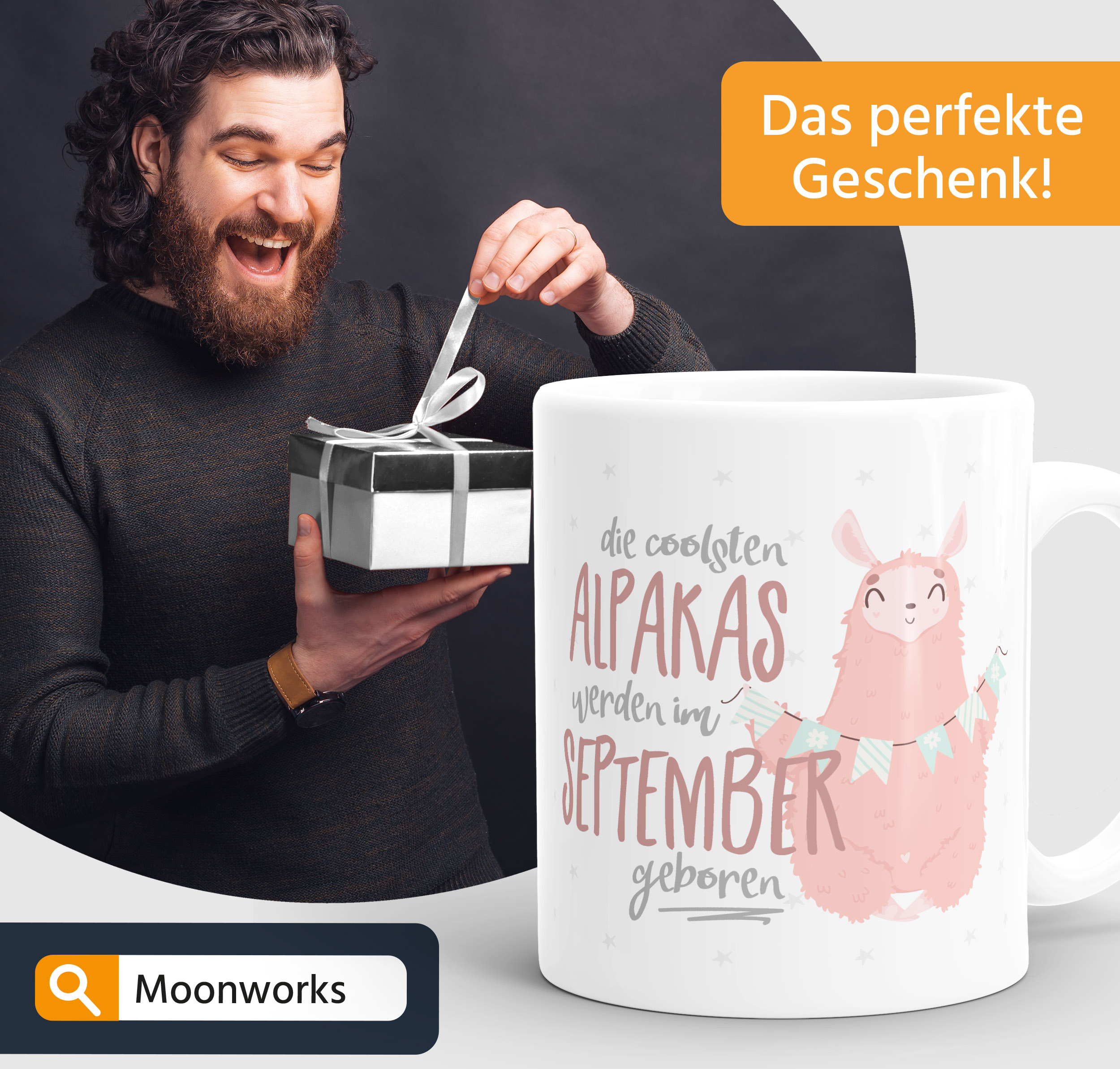 Moonworks Emaille Tasse – „Die Coolsten Alpakas Werden Im Wunschmonat Geboren“, Geburtstagsgeschenk