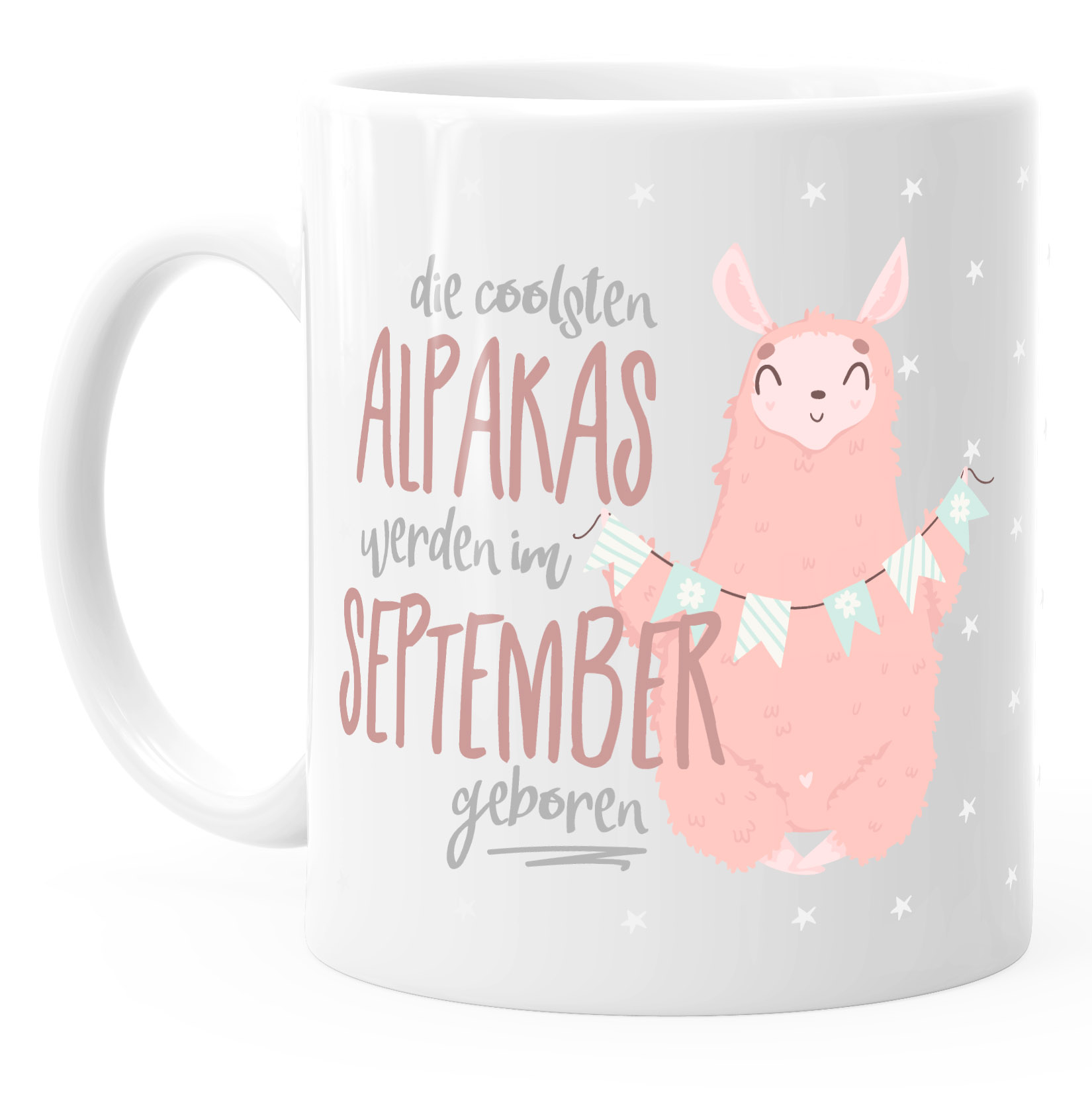 Moonworks Emaille Tasse – „Die Coolsten Alpakas Werden Im Wunschmonat Geboren“, Geburtstagsgeschenk