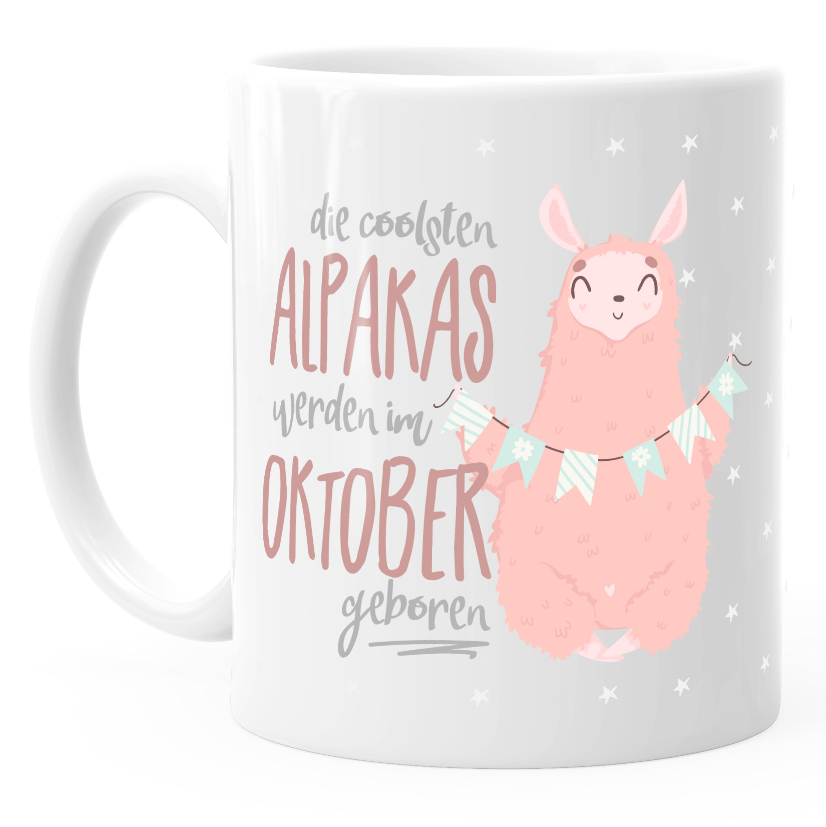 Moonworks Emaille Tasse – „Die Coolsten Alpakas Werden Im Wunschmonat Geboren“, Geburtstagsgeschenk