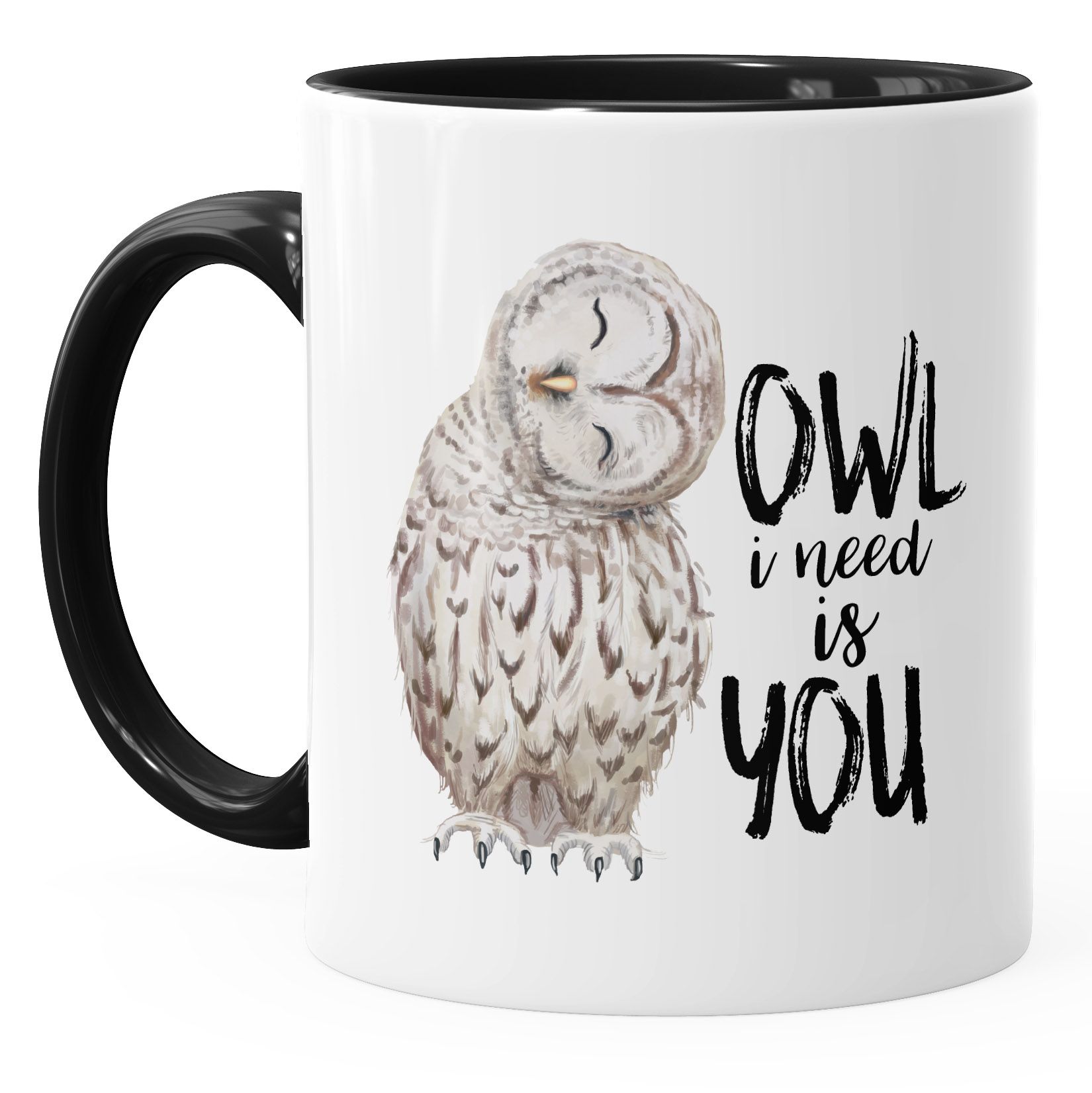 KaffeeTasse Eule Owl I need is you Liebe Spruch Geschenk Valentinstag