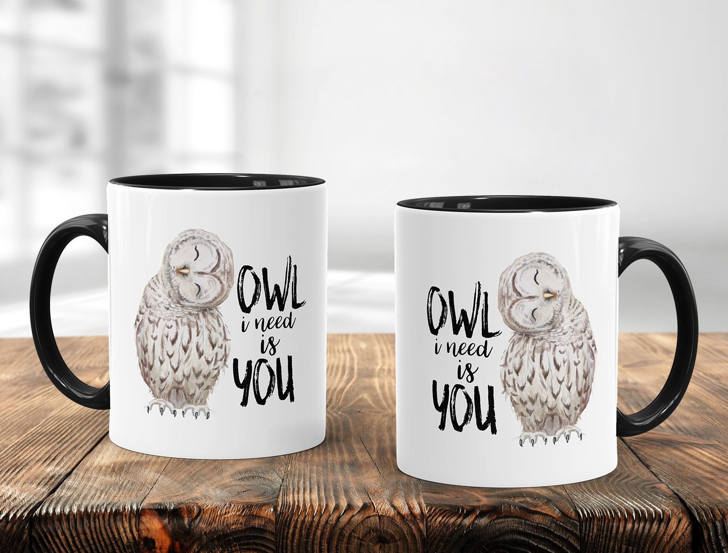 KaffeeTasse Eule Owl I need is you Liebe Spruch Geschenk Valentinstag