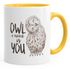 Kaffee-Tasse Eule Owl I need is you Liebe Spruch Geschenk Valentinstag Weihnachten Ehe Partnerschaft MoonWorks®preview