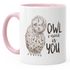 Kaffee-Tasse Eule Owl I need is you Liebe Spruch Geschenk Valentinstag Weihnachten Ehe Partnerschaft MoonWorks®preview