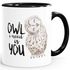 Kaffee-Tasse Eule Owl I need is you Liebe Spruch Geschenk Valentinstag Weihnachten Ehe Partnerschaft MoonWorks®preview