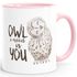 Kaffee-Tasse Eule Owl I need is you Liebe Spruch Geschenk Valentinstag Weihnachten Ehe Partnerschaft MoonWorks®preview