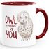 Kaffee-Tasse Eule Owl I need is you Liebe Spruch Geschenk Valentinstag Weihnachten Ehe Partnerschaft MoonWorks®preview