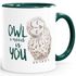 Kaffee-Tasse Eule Owl I need is you Liebe Spruch Geschenk Valentinstag Weihnachten Ehe Partnerschaft MoonWorks®preview