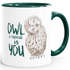 Kaffee-Tasse Eule Owl I need is you Liebe Spruch Geschenk Valentinstag Weihnachten Ehe Partnerschaft MoonWorks®preview