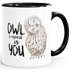 Kaffee-Tasse Eule Owl I need is you Liebe Spruch Geschenk Valentinstag Weihnachten Ehe Partnerschaft MoonWorks®preview