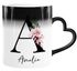 Kaffee-Tasse Farbwechsel mit Buchstabe Initiale Monogramm personalisiert Namen Rosen-Motiv persönliche Geschenke SpecialMe®preview