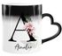 Kaffee-Tasse Farbwechsel mit Buchstabe Initiale Monogramm personalisiert Namen Rosen-Motiv persönliche Geschenke SpecialMe®preview