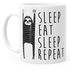 Kaffee-Tasse Faultier Sleep eat Sleep Repeat Spruch Sloth Chillen MoonWorks®preview