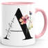 Kaffee-Tasse Florales Design mit Buchstabe Initiale Monogramm personalisiert mit Namen persönliche Geschenke Keramikbecher SpecialMe®preview