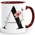 Kaffee-Tasse Florales Design mit Buchstabe Initiale Monogramm personalisiert mit Namen persönliche Geschenke Keramikbecher SpecialMe®preview