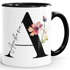 Kaffee-Tasse Florales Design mit Buchstabe Initiale Monogramm personalisiert mit Namen persönliche Geschenke Keramikbecher SpecialMe®preview