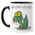 Kaffee-Tasse Fun Motiv kleiner Dino frisst Einhorn Spruch "Wie das Letzte?" Bürotasse lustige Kaffeebecher MoonWorks®preview