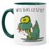 Kaffee-Tasse Fun Motiv kleiner Dino frisst Einhorn Spruch "Wie das Letzte?" Bürotasse lustige Kaffeebecher MoonWorks®preview