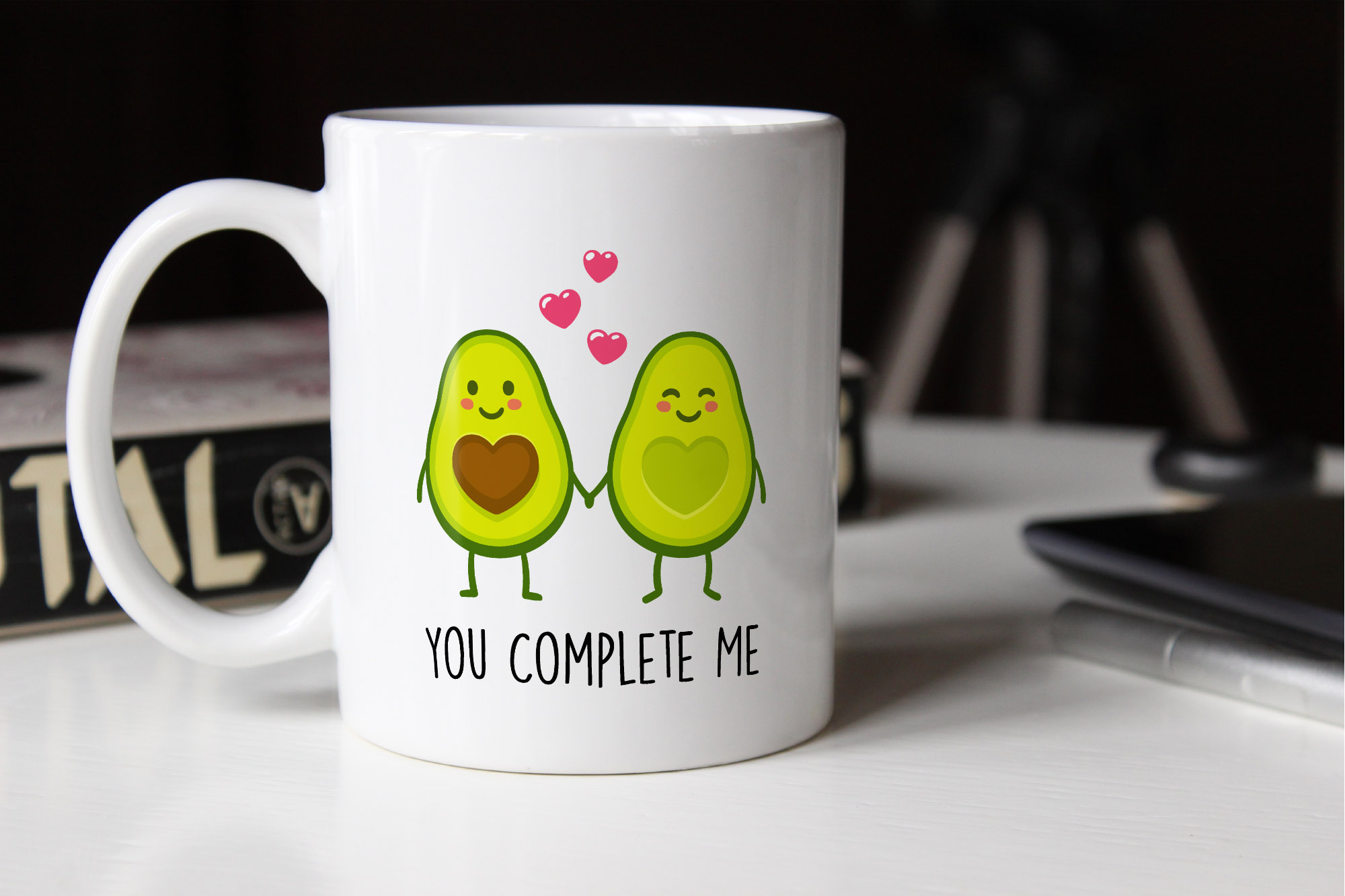 Sottobicchiere Avocado You Complete Me – Formato 9x9 Cm – Finitura Lucida Con Supporto In Cartone – Gift Base