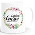Kaffee-Tasse Geschenktasse Geschenk für Cousine Lieblingscousine Blumen Bordüre Blumenranke Blüten Familie MoonWorks®preview
