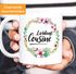 Kaffee-Tasse Geschenktasse Geschenk für Cousine Lieblingscousine Blumen Bordüre Blumenranke Blüten Familie MoonWorks®preview