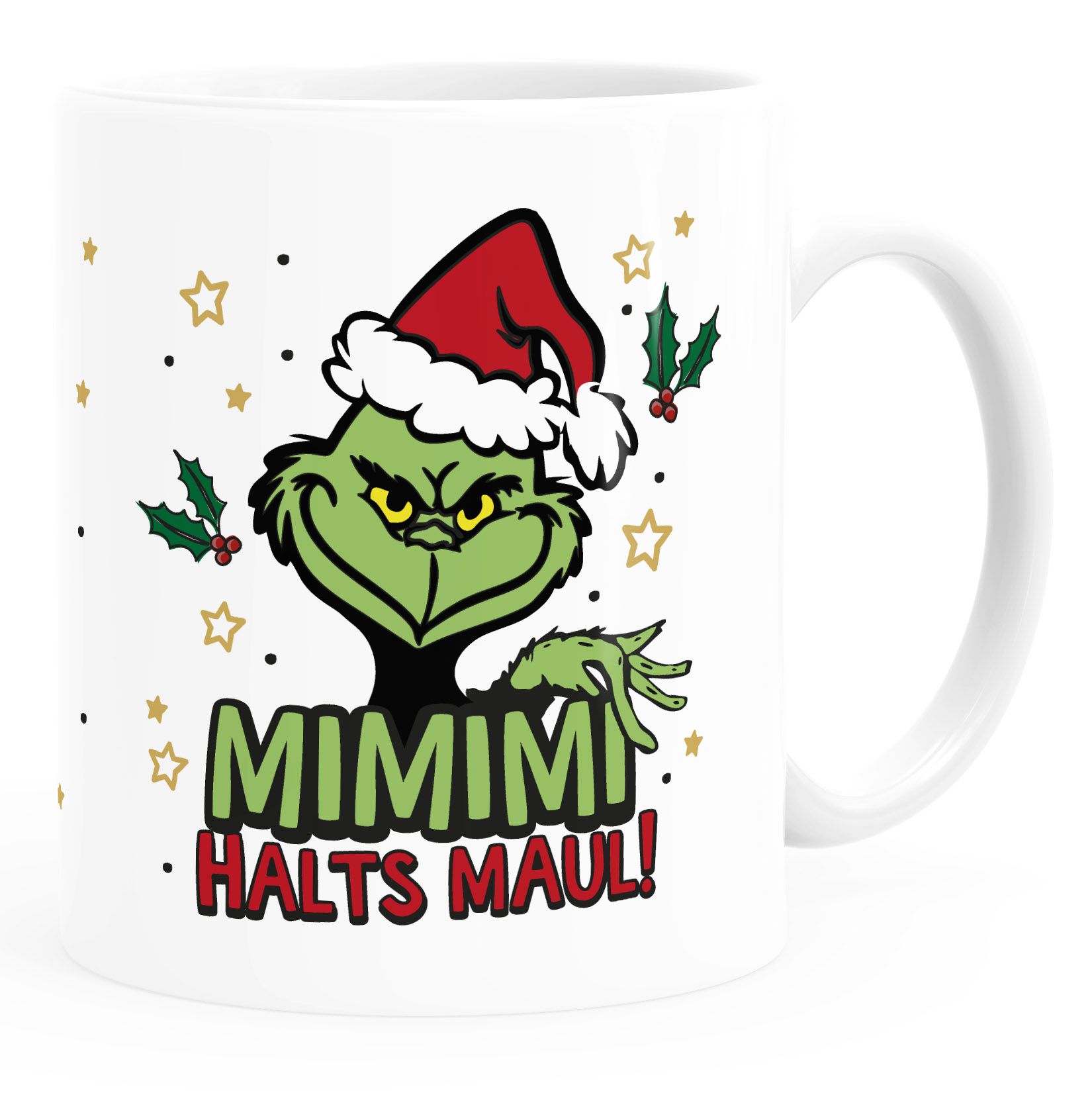 Kaffee-Tasse Grinch Anti Weihnachten lustig Kaffeebecher mit Spruch Mimimi Halts Maul MoonWorks®