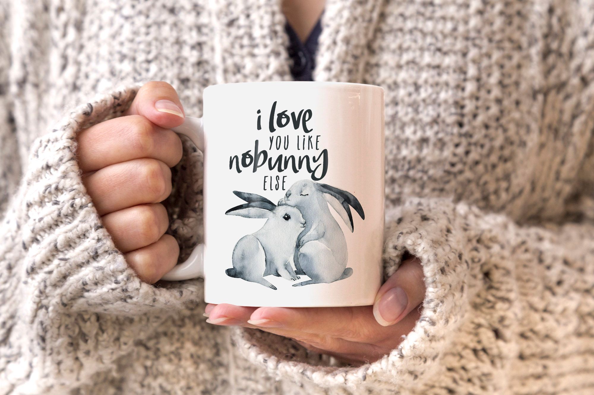 KaffeeTasse Hase I love you like nobunny else Geschenk Liebe Spruch