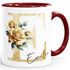 Kaffee-Tasse Initiale Monogramm personalisiert mit Namen Blumen Blüten Rosen persönliche Geschenke Frauen SpecialMe®preview