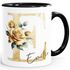 Kaffee-Tasse Initiale Monogramm personalisiert mit Namen Blumen Blüten Rosen persönliche Geschenke Frauen SpecialMe®preview