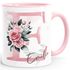 Kaffee-Tasse Initiale Monogramm personalisiert mit Namen Blumen Blüten Rosen persönliche Geschenke SpecialMe®preview
