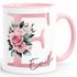 Kaffee-Tasse Initiale Monogramm personalisiert mit Namen Blumen Blüten Rosen persönliche Geschenke SpecialMe®preview