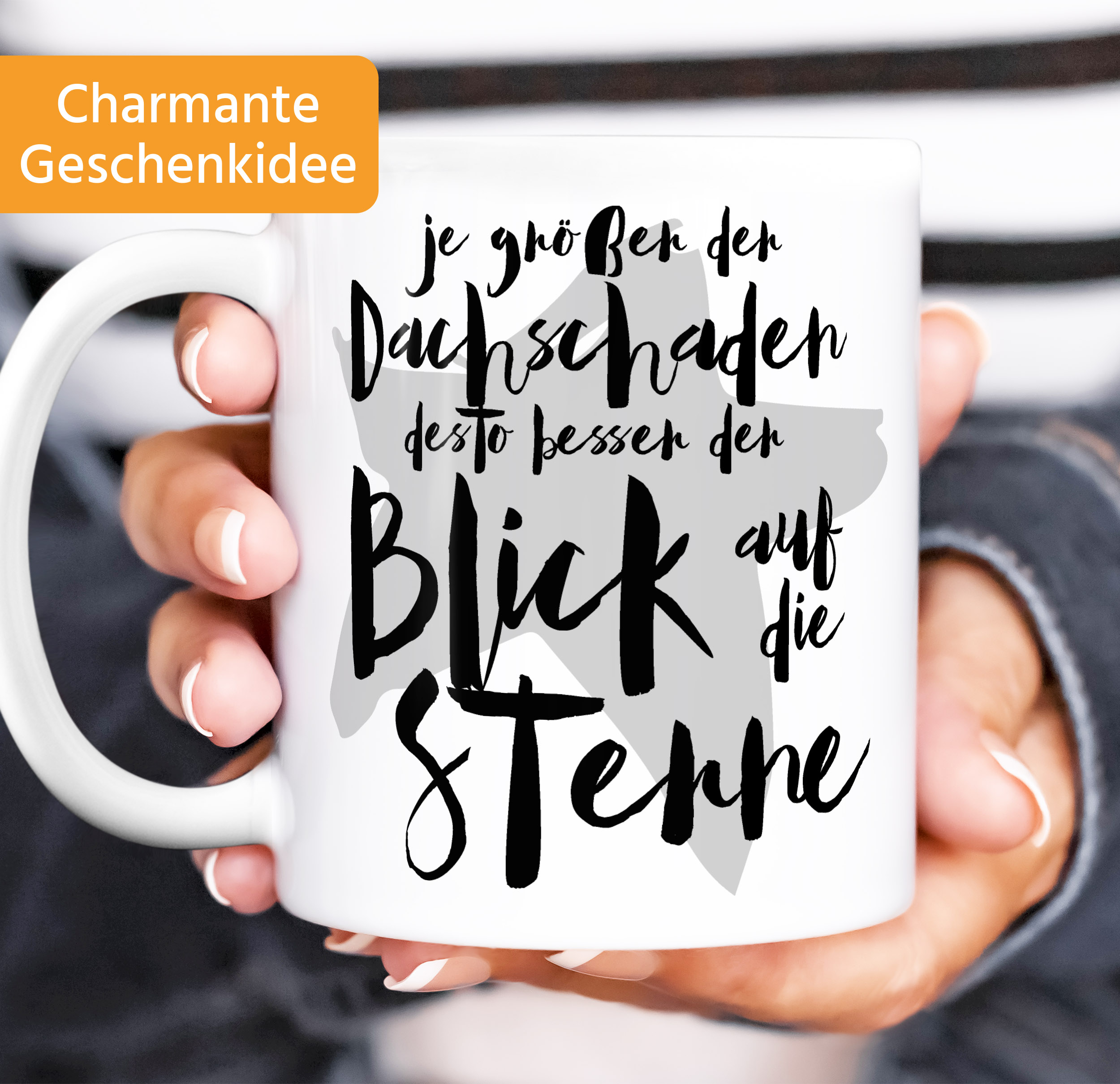 MoonWorks Turnbeutel Mit Spruch – Je Größer Der Dachschaden, Desto Besser Der Blick Auf Die Sterne