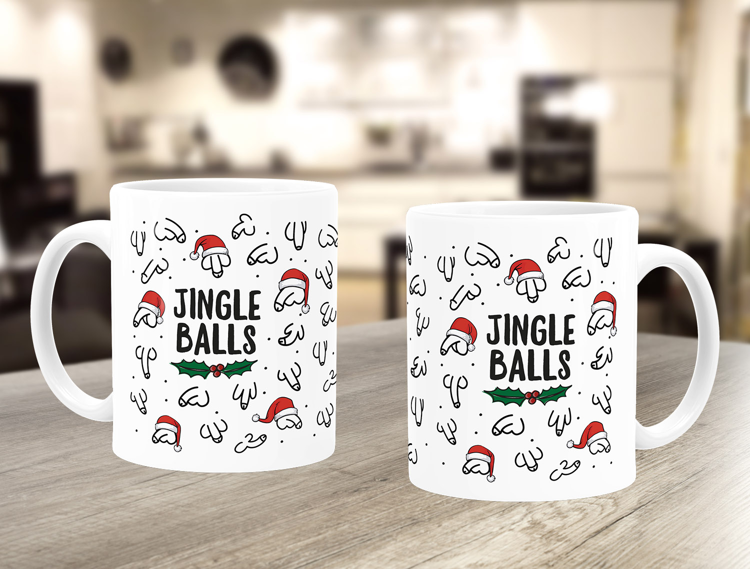 MoonWorks Jingle Balls Kaffeetasse – Lustige Weihnachtstasse Mit Penis-Muster, 325 Ml, Keramik