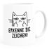 Kaffee-Tasse Katze Mittelfinger Erkenne die Zeichen mit Spruch Bürotasse lustige Kaffeebecher MoonWorks®preview