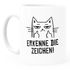 Kaffee-Tasse Katze Mittelfinger Erkenne die Zeichen mit Spruch Bürotasse lustige Kaffeebecher MoonWorks®preview