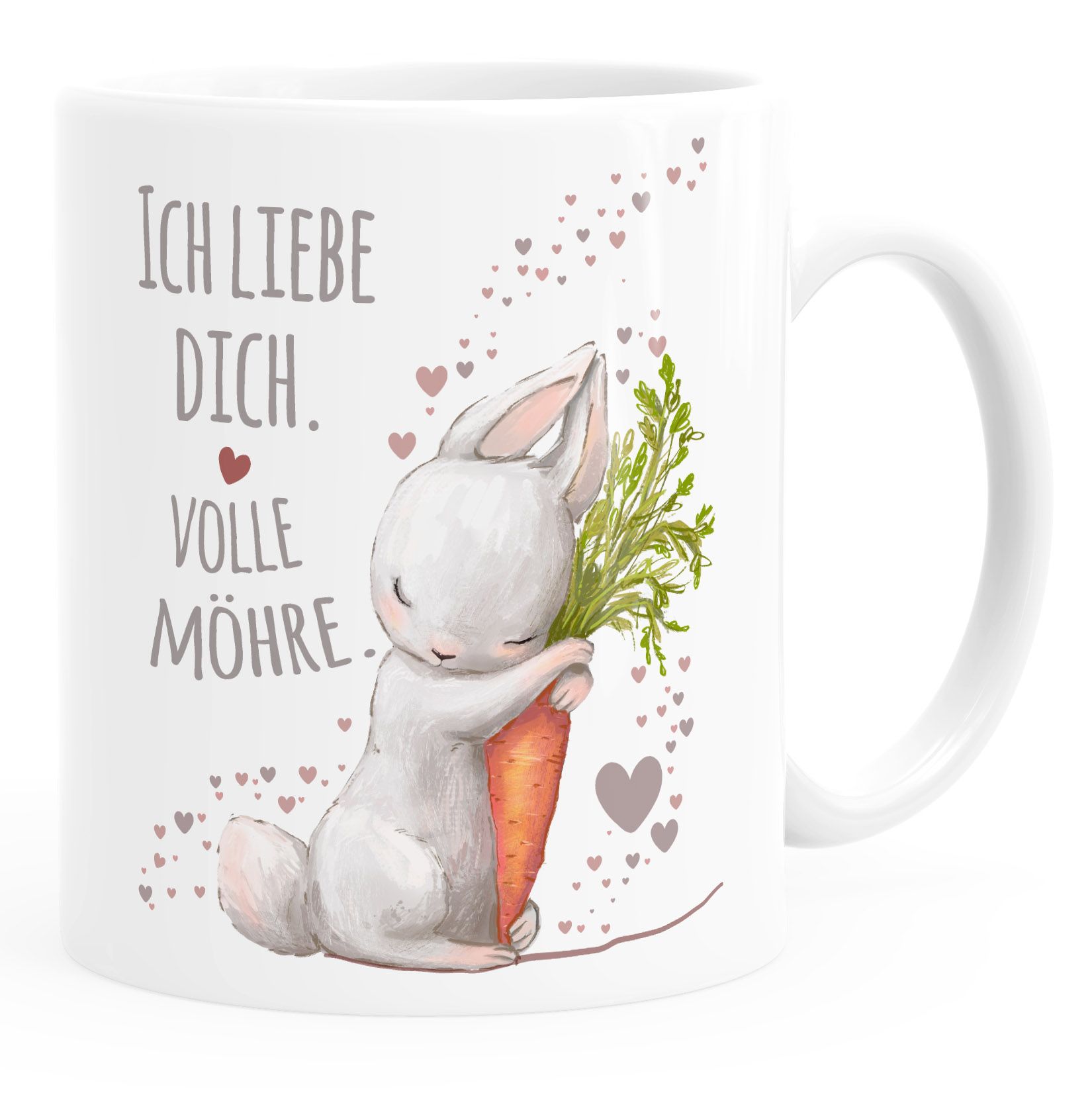Kaffee-Tasse Liebesgeschenk Ich liebe dich volle Möhre Hase mit Karotte Liebesbotschaft Liebesbeweis Moonworks®