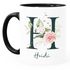 Kaffee-Tasse mit Buchstabe Initiale Monogramm personalisiert mit Namen Rosen-Motiv persönliche Geschenke SpecialMe®preview