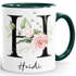 Kaffee-Tasse mit Buchstabe Initiale Monogramm personalisiert mit Namen Rosen-Motiv persönliche Geschenke SpecialMe®preview