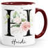 Kaffee-Tasse mit Buchstabe Initiale Monogramm personalisiert mit Namen Rosen-Motiv persönliche Geschenke SpecialMe®preview