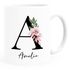 Kaffee-Tasse mit Buchstabe Monogramm personalisiert mit Namen Initiale Blumen-Motiv persönliche Geschenke SpecialMe®preview